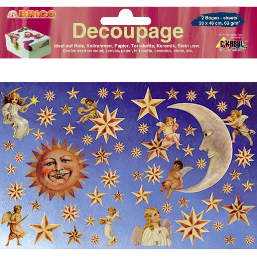 Decoupage-Papier "Sonne, Mond und Sterne"