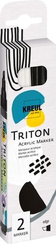 KREUL Triton Acrylic Marker edge 2er Set Weiß und Schwarz